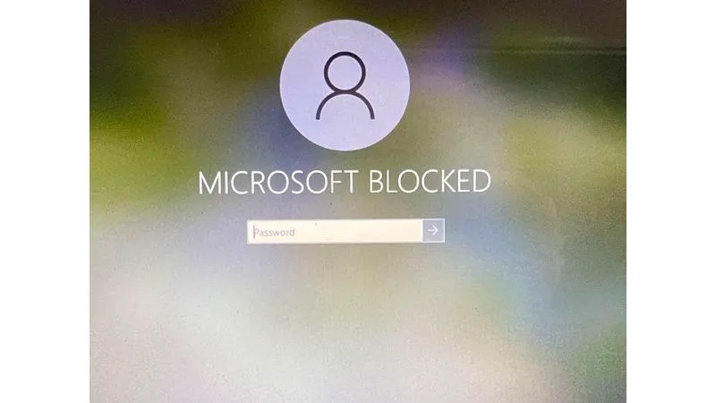 The screen displayed to victims with the words Microsoft Blocker asking for a password