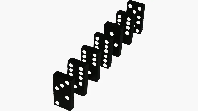 Seven dominos in a line